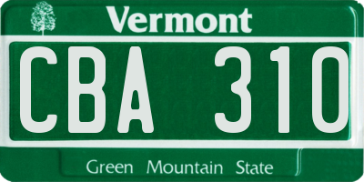 VT license plate CBA310