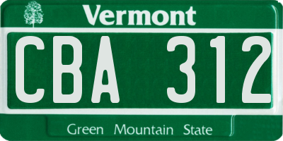 VT license plate CBA312