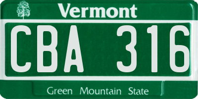 VT license plate CBA316