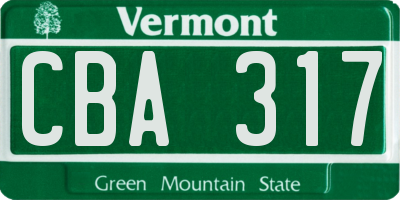 VT license plate CBA317