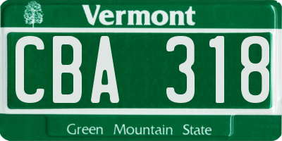 VT license plate CBA318