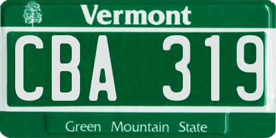 VT license plate CBA319