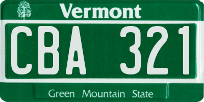 VT license plate CBA321