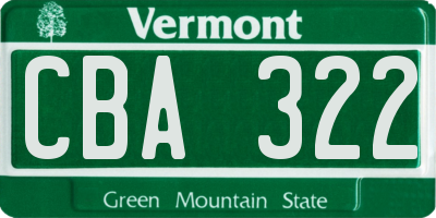 VT license plate CBA322