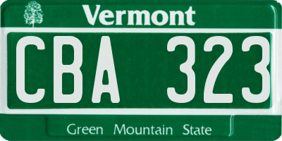 VT license plate CBA323
