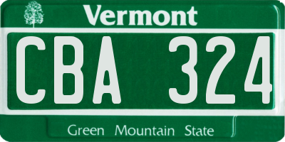 VT license plate CBA324