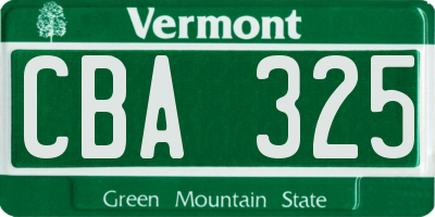 VT license plate CBA325