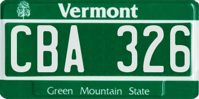 VT license plate CBA326