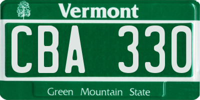 VT license plate CBA330