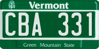 VT license plate CBA331