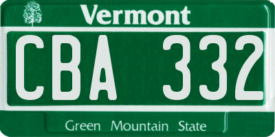 VT license plate CBA332
