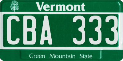 VT license plate CBA333