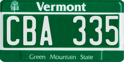 VT license plate CBA335