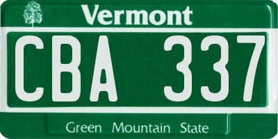 VT license plate CBA337