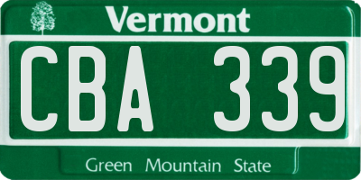 VT license plate CBA339