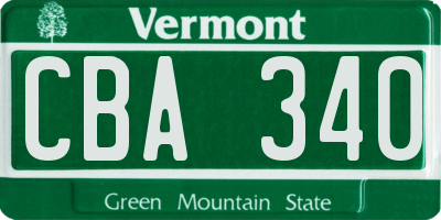 VT license plate CBA340