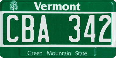 VT license plate CBA342