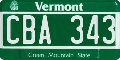 VT license plate CBA343