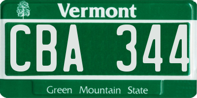 VT license plate CBA344