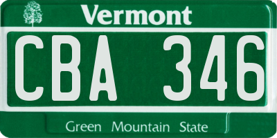 VT license plate CBA346