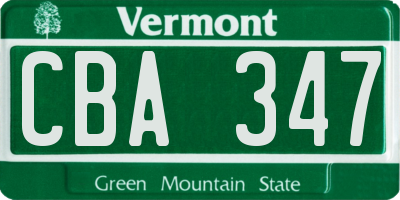 VT license plate CBA347