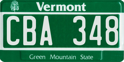 VT license plate CBA348