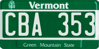 VT license plate CBA353