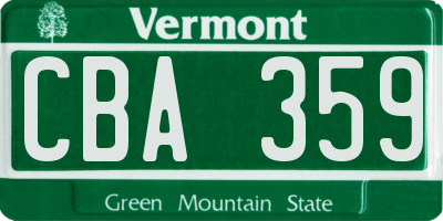 VT license plate CBA359
