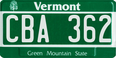 VT license plate CBA362