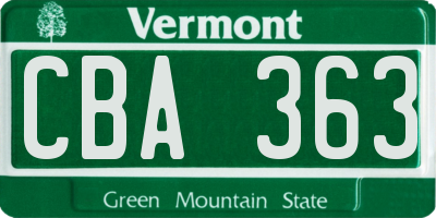 VT license plate CBA363