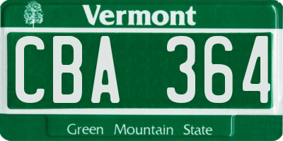 VT license plate CBA364