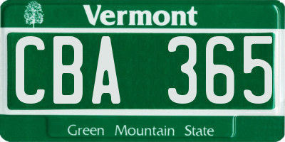 VT license plate CBA365