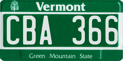 VT license plate CBA366