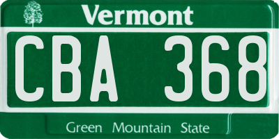 VT license plate CBA368