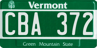 VT license plate CBA372