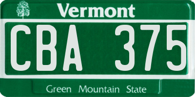 VT license plate CBA375