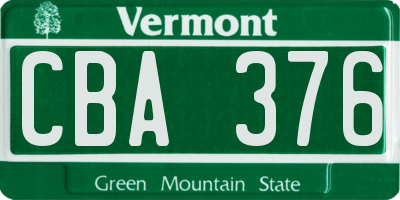 VT license plate CBA376