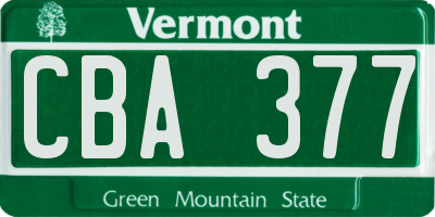 VT license plate CBA377