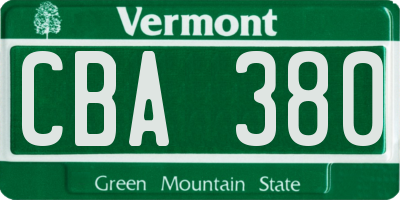VT license plate CBA380