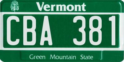 VT license plate CBA381