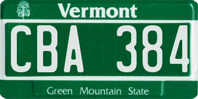 VT license plate CBA384