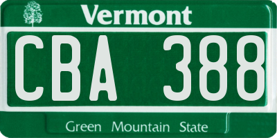 VT license plate CBA388