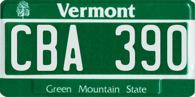 VT license plate CBA390