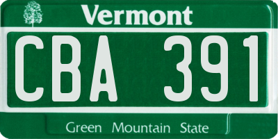 VT license plate CBA391