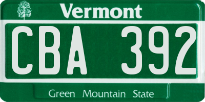 VT license plate CBA392