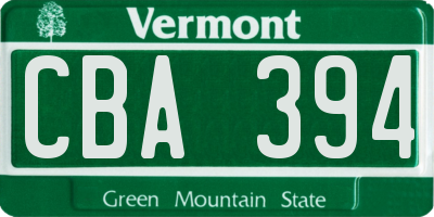 VT license plate CBA394