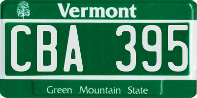 VT license plate CBA395