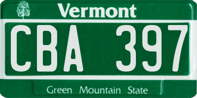 VT license plate CBA397