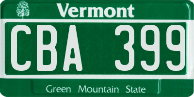 VT license plate CBA399