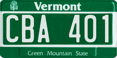 VT license plate CBA401